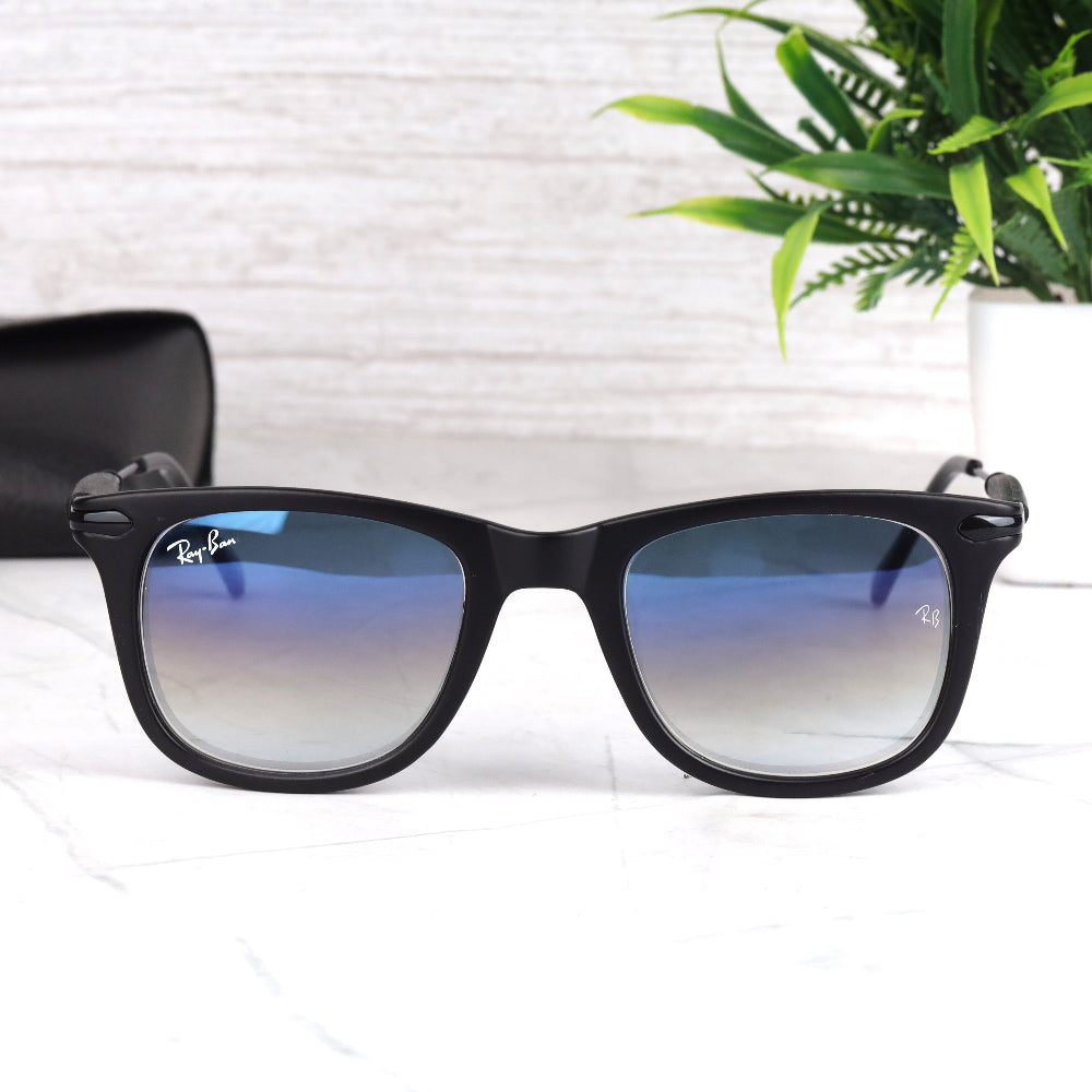 Classic Square 2148 Black-Blue DC Shade Sunglass with black square frame and UV 400 protection from JUO INDIA.